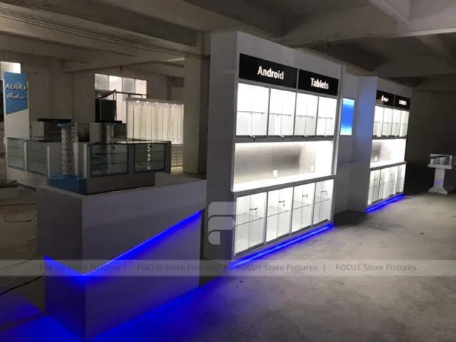 Android Blue LED Phone Store Wall Counter