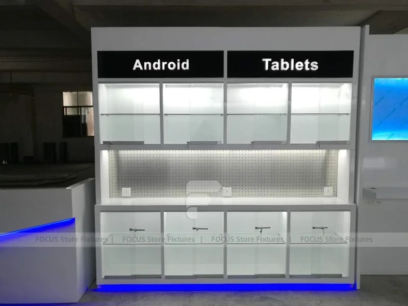 Android Blue LED Phone Store Wall Counter