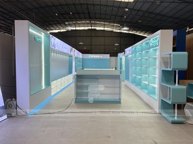 Aqua White Mobile Phone Store Interior Fixture
