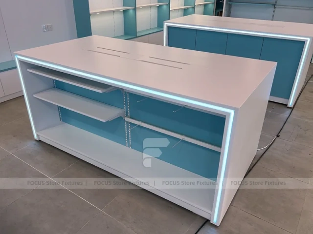 Aqua White Mobile Phone Store Interior Fixture