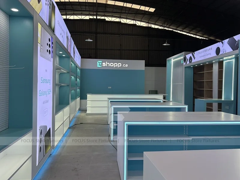 Aqua White Mobile Phone Store Interior Fixture