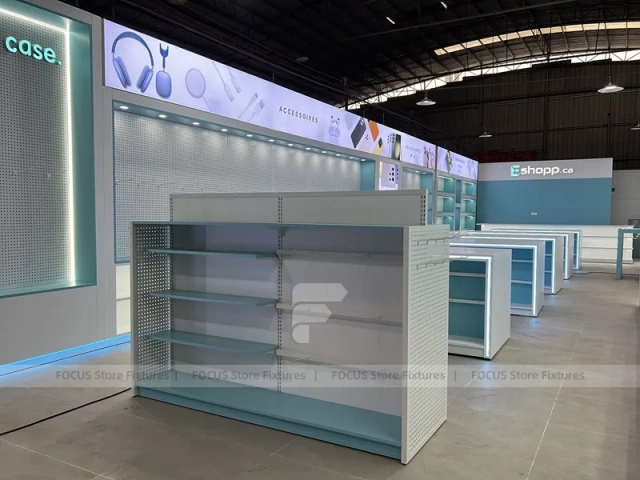 Aqua White Mobile Phone Store Interior Fixture