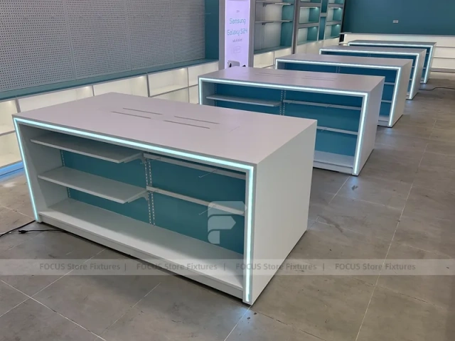 Aqua White Mobile Phone Store Interior Fixture