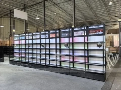 Backlit Modular Cosmetics Wall Shelving Run