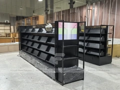 Backlit Modular Cosmetics Wall Shelving Run