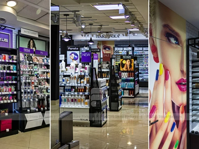 Beauty Shop Wall Display and Island Counters