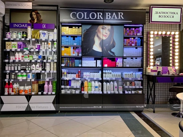 Beauty Shop Wall Display and Island Counters