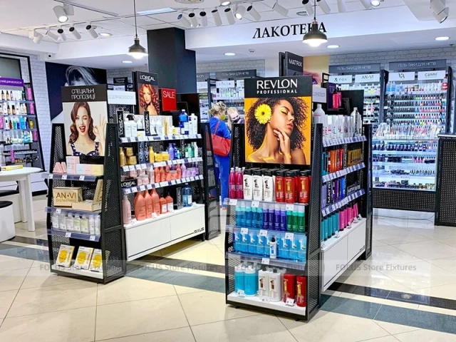 Beauty Shop Wall Display and Island Counters