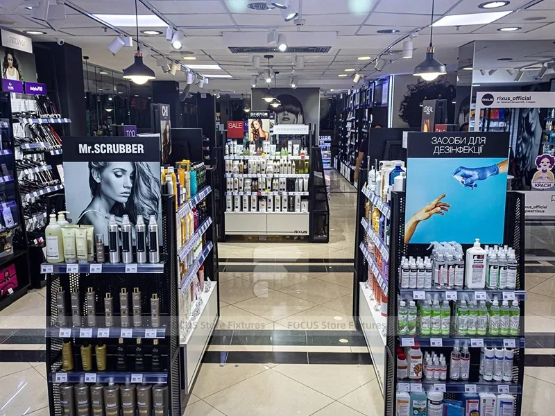 Beige Cosmetics Boutique with Black Display Gondolas