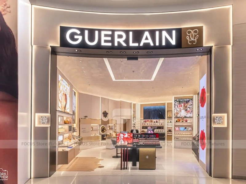 Beige Cosmetics Boutique with Black Display Gondolas