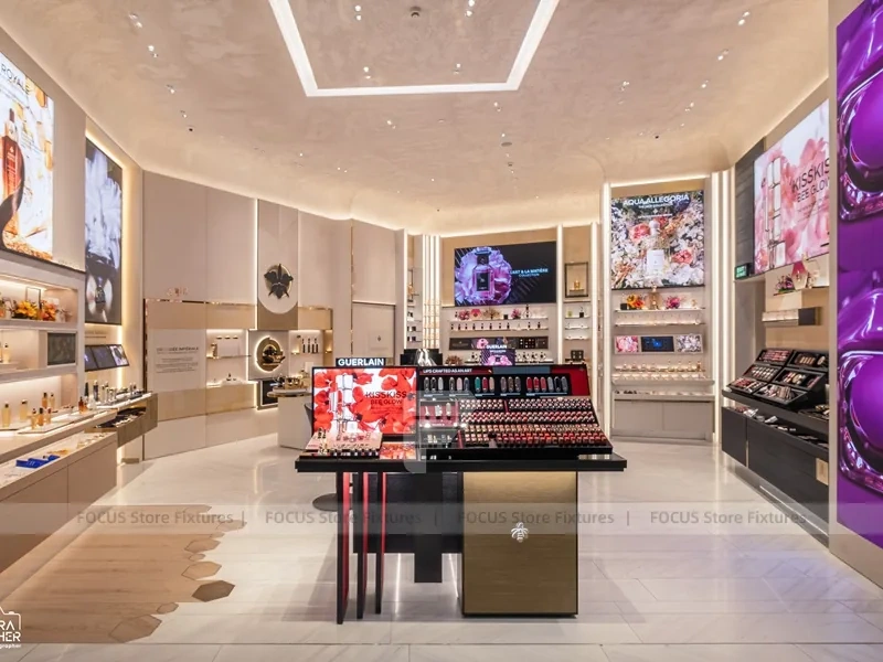 Beige Cosmetics Boutique with Black Display Gondolas