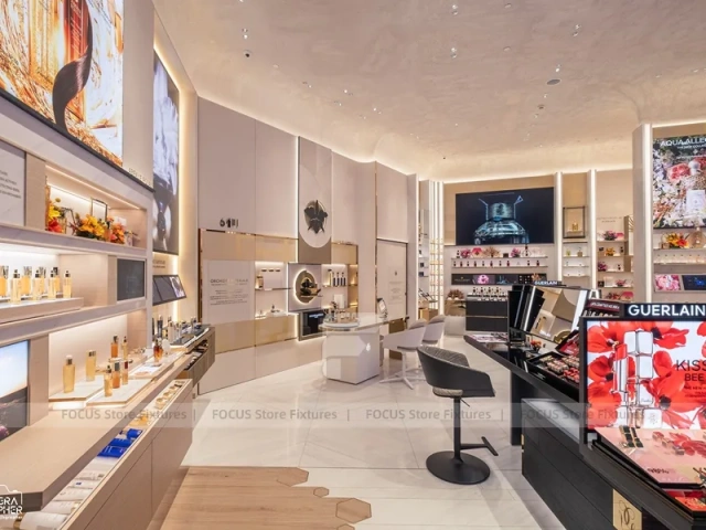 Beige Cosmetics Boutique with Black Display Gondolas