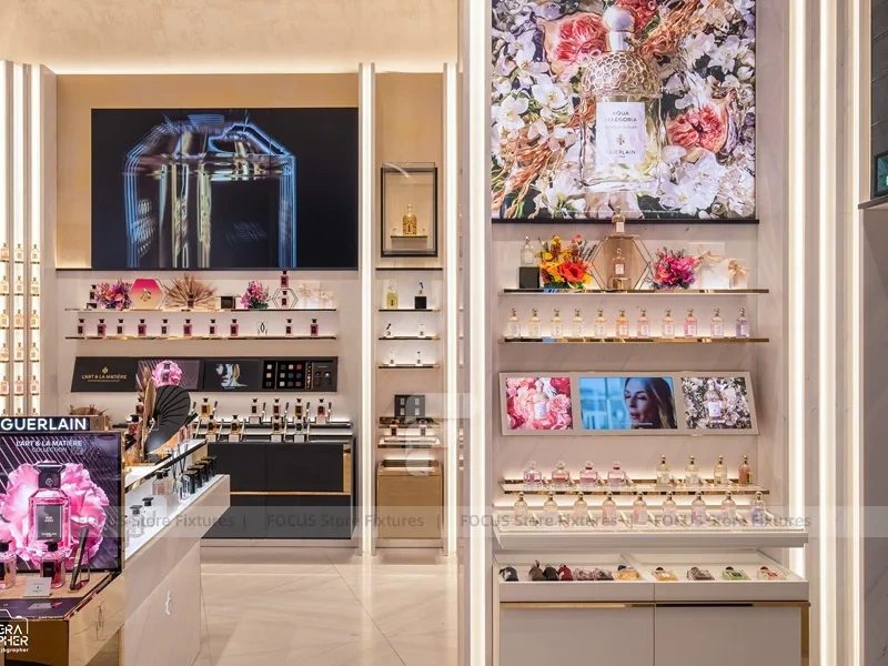 Beige Cosmetics Boutique with Black Display Gondolas