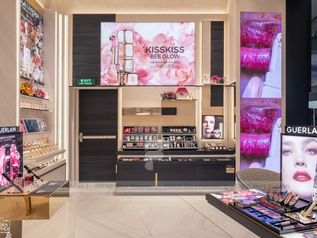 Beige Cosmetics Boutique with Black Display Gondolas