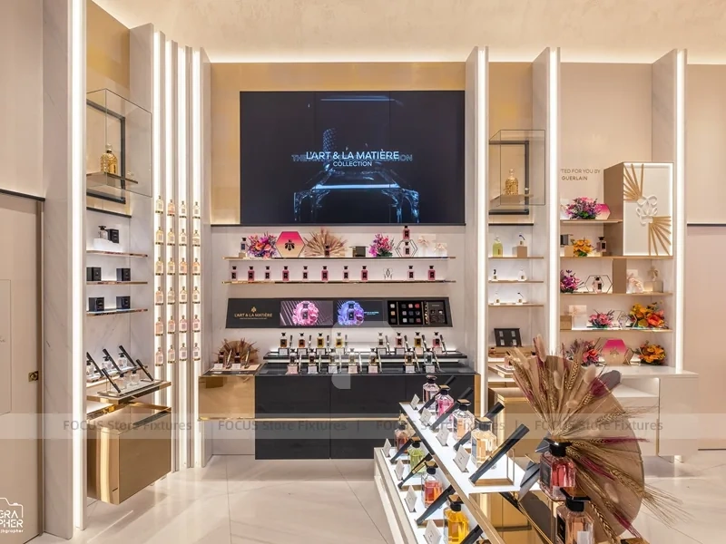 Beige Cosmetics Boutique with Black Display Gondolas