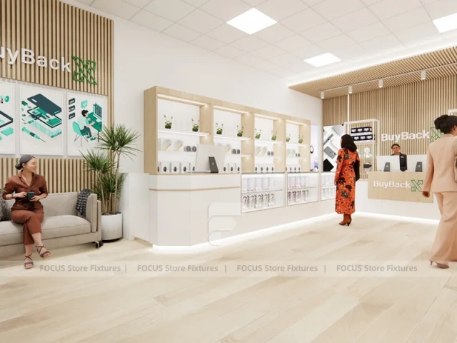 Beige Green Mobile Phone Retail Interior