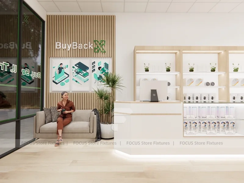 Beige Green Mobile Phone Retail Interior