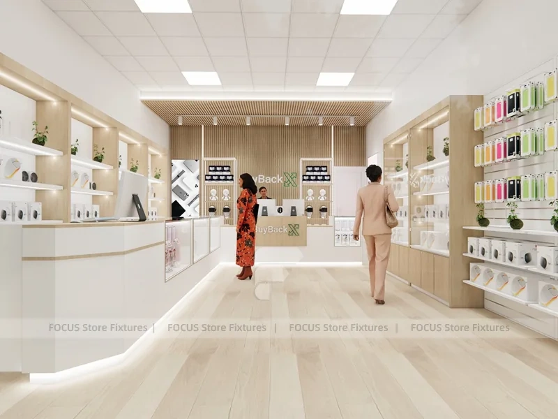 Beige Green Mobile Phone Retail Interior