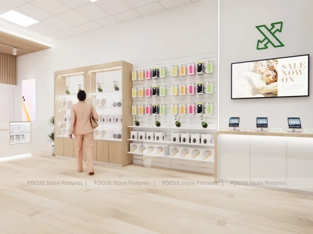 Beige Green Mobile Phone Retail Interior