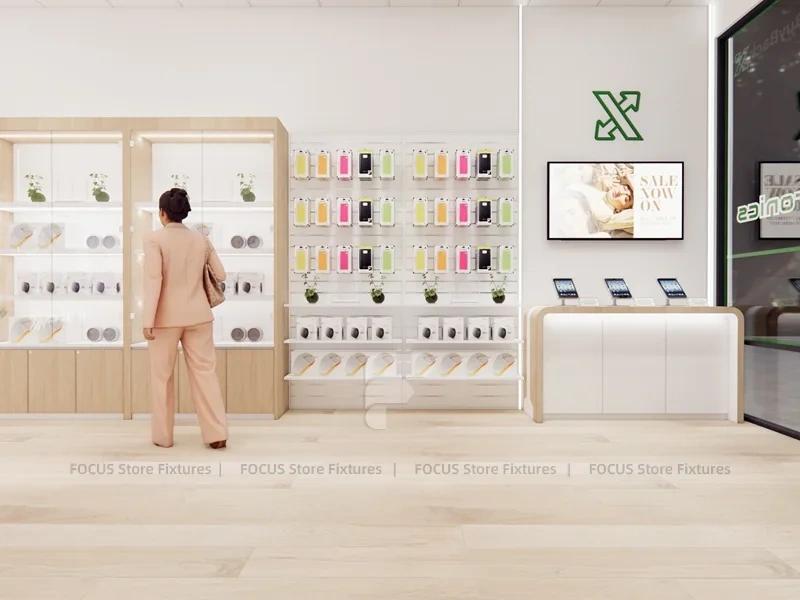 Beige Green Mobile Phone Retail Interior