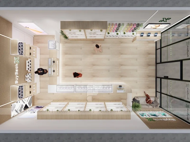 Beige Green Mobile Phone Retail Interior