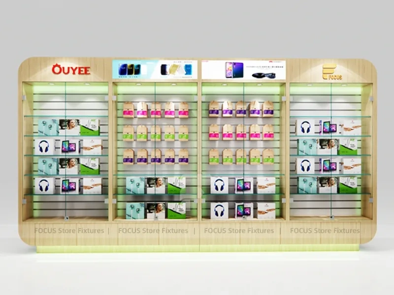 Beige Red Ouye Phone Store Fixture Layout