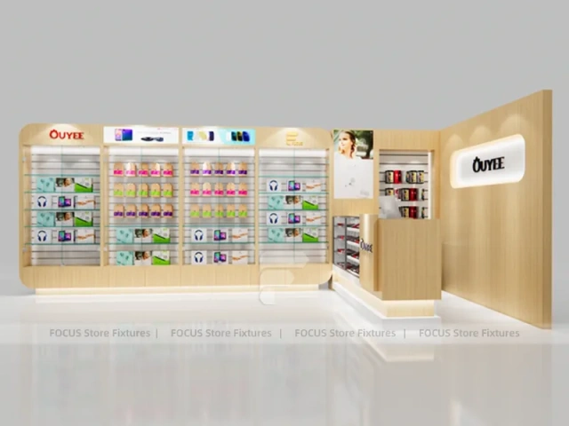 Beige Red Ouye Phone Store Fixture Layout