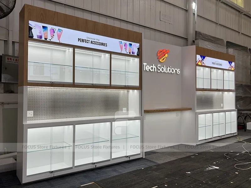 Beige White Mobile Phone Store Interior Fixture