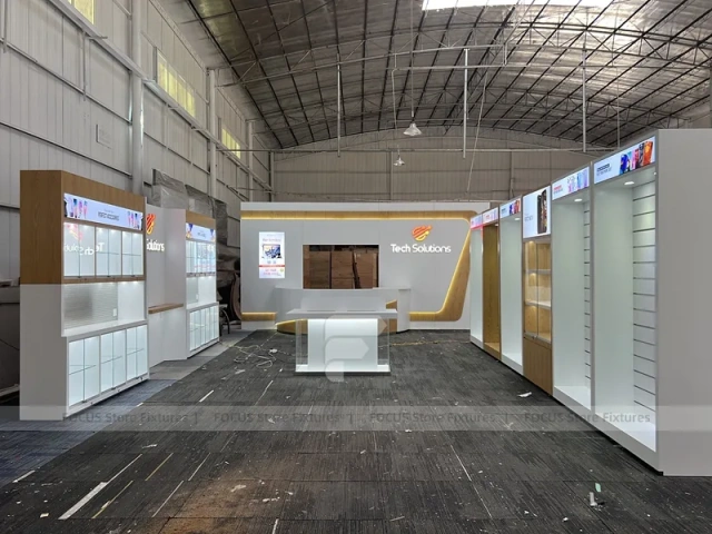 Beige White Mobile Phone Store Interior Fixture