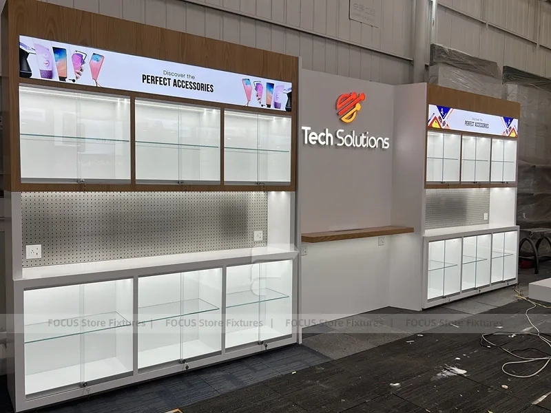 Beige White Mobile Phone Store Interior Fixture