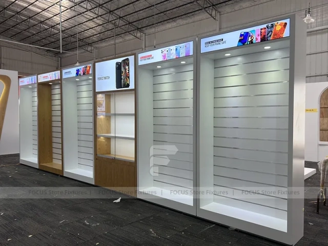 Beige White Mobile Phone Store Interior Fixture