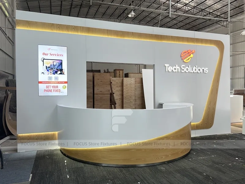 Beige White Mobile Phone Store Interior Fixture