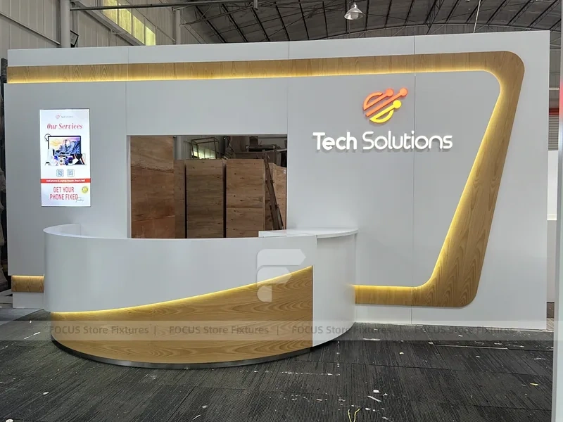 Beige White Mobile Phone Store Interior Fixture