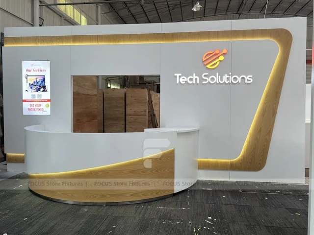 Beige White Mobile Phone Store Interior Fixture