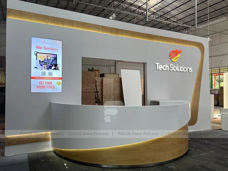 Beige White Mobile Phone Store Interior Fixture