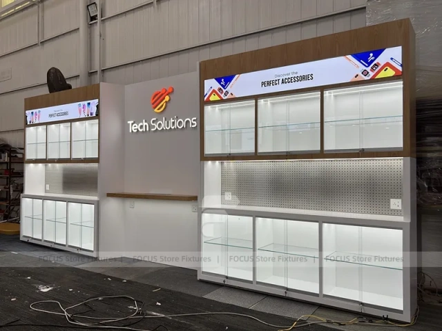 Beige White Mobile Phone Store Interior Fixture