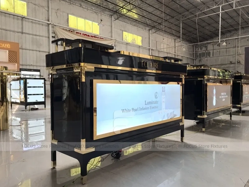 Black Beauty Kiosk Counter with Lightbox Panels