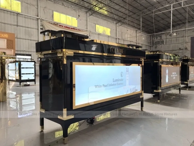 Black Beauty Kiosk Counter with Lightbox Panels