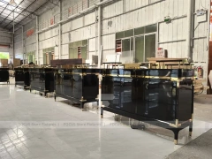 Black Beauty Kiosk Counter with Lightbox Panels