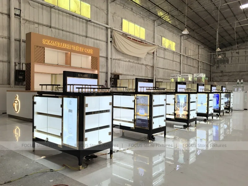 Black Beauty Kiosk Counter with Lightbox Panels