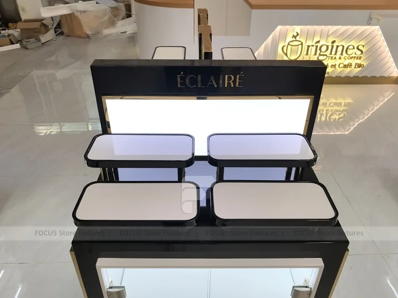 Black Beauty Kiosk Counter with Lightbox Panels