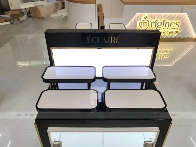Black Beauty Kiosk Counter with Lightbox Panels