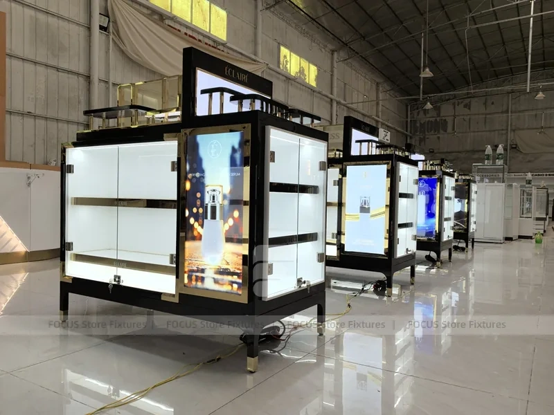 Black Beauty Kiosk Counter with Lightbox Panels