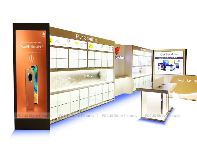 Black Beige Mobile Phone Store Display Wall