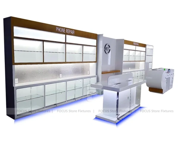Black Beige Mobile Phone Store Display Wall