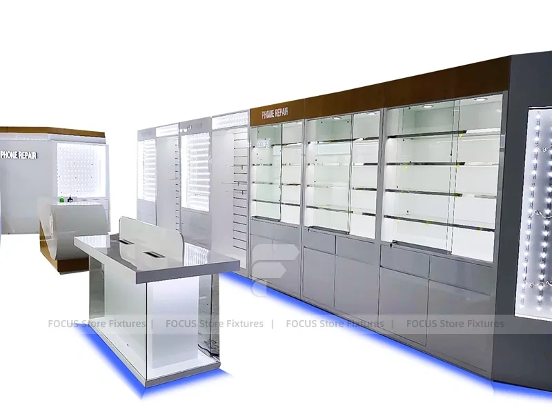 Black Beige Mobile Phone Store Display Wall