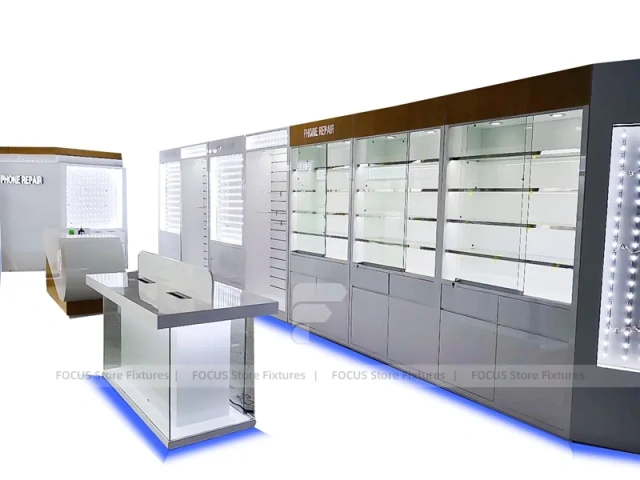 Black Beige Mobile Phone Store Display Wall