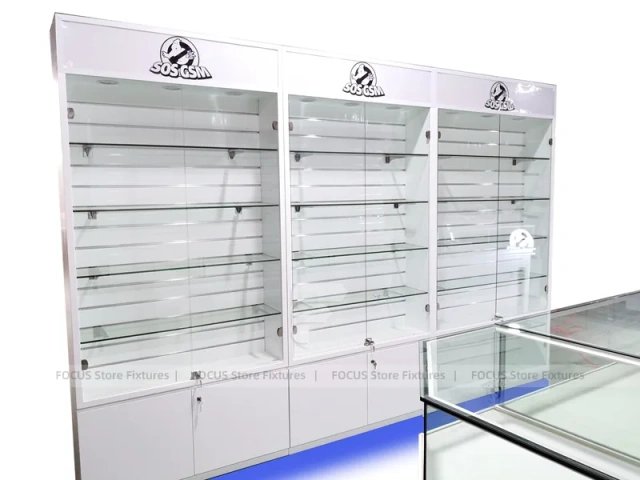 Black Beige Mobile Phone Store Display Wall