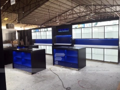 Black Blue Electronics Wall Display Cabinet