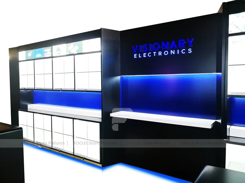 Black Blue Visionary Electronics Wall Display